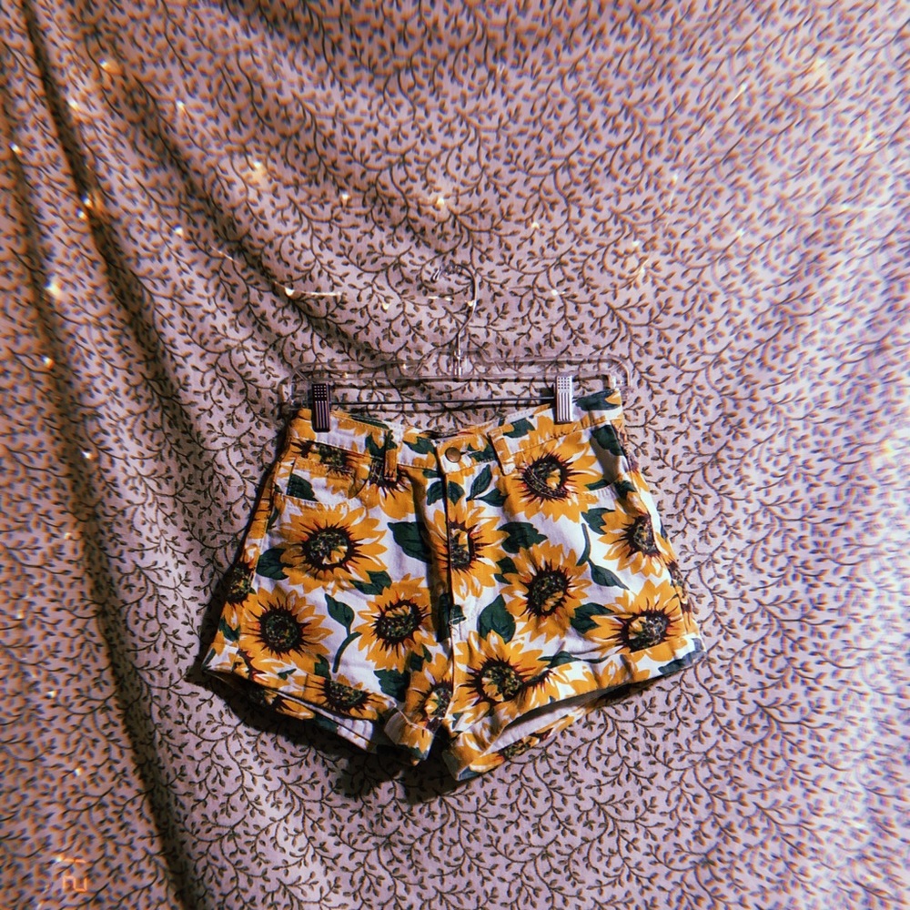 American Apparel high-waisted sunflower shorts